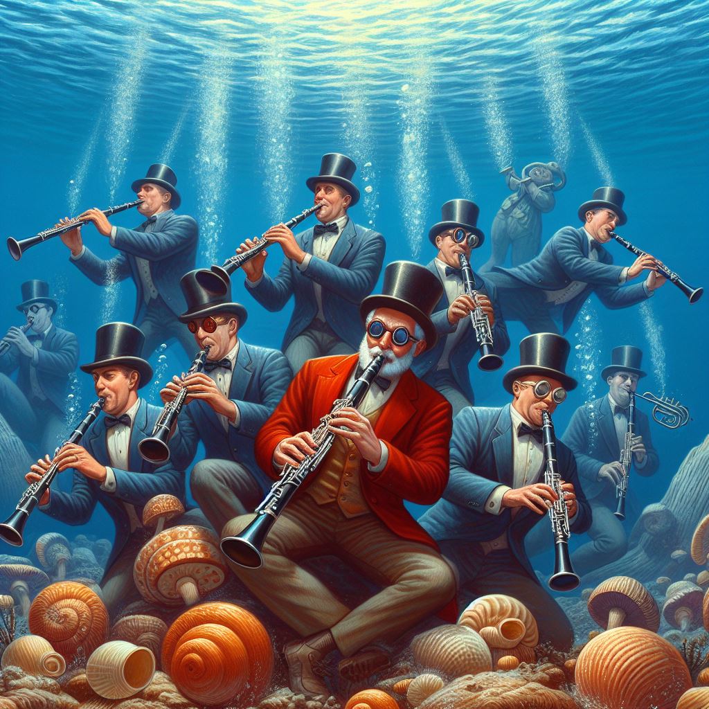 clarinetist in ocean